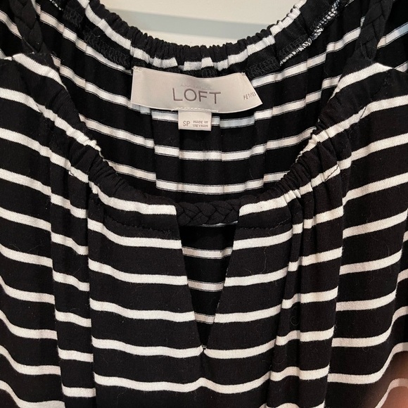LOFT black & white Striped Dress with Tie Waist size SP - Picture 3 of 3